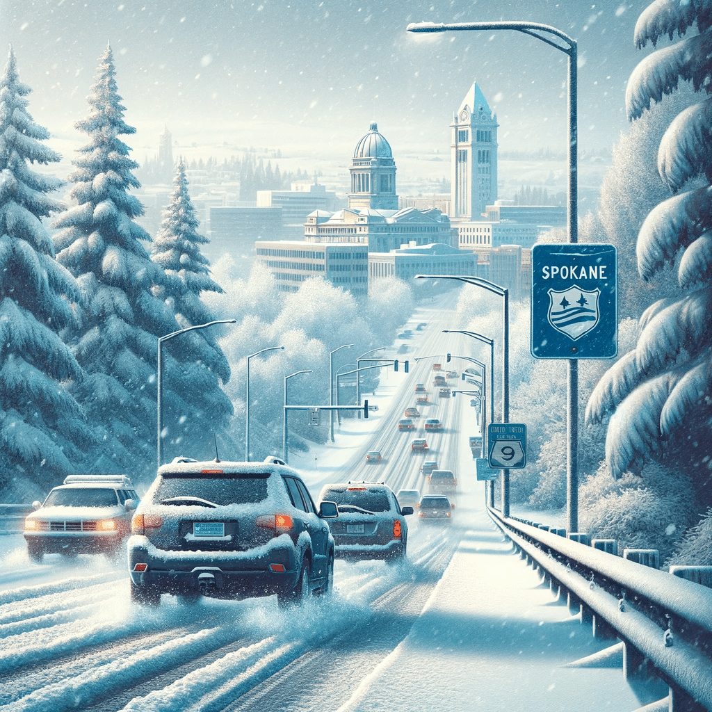 cares on I-90 winter driving into Spokane