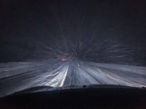 snow blurring while driving like hyperspace
